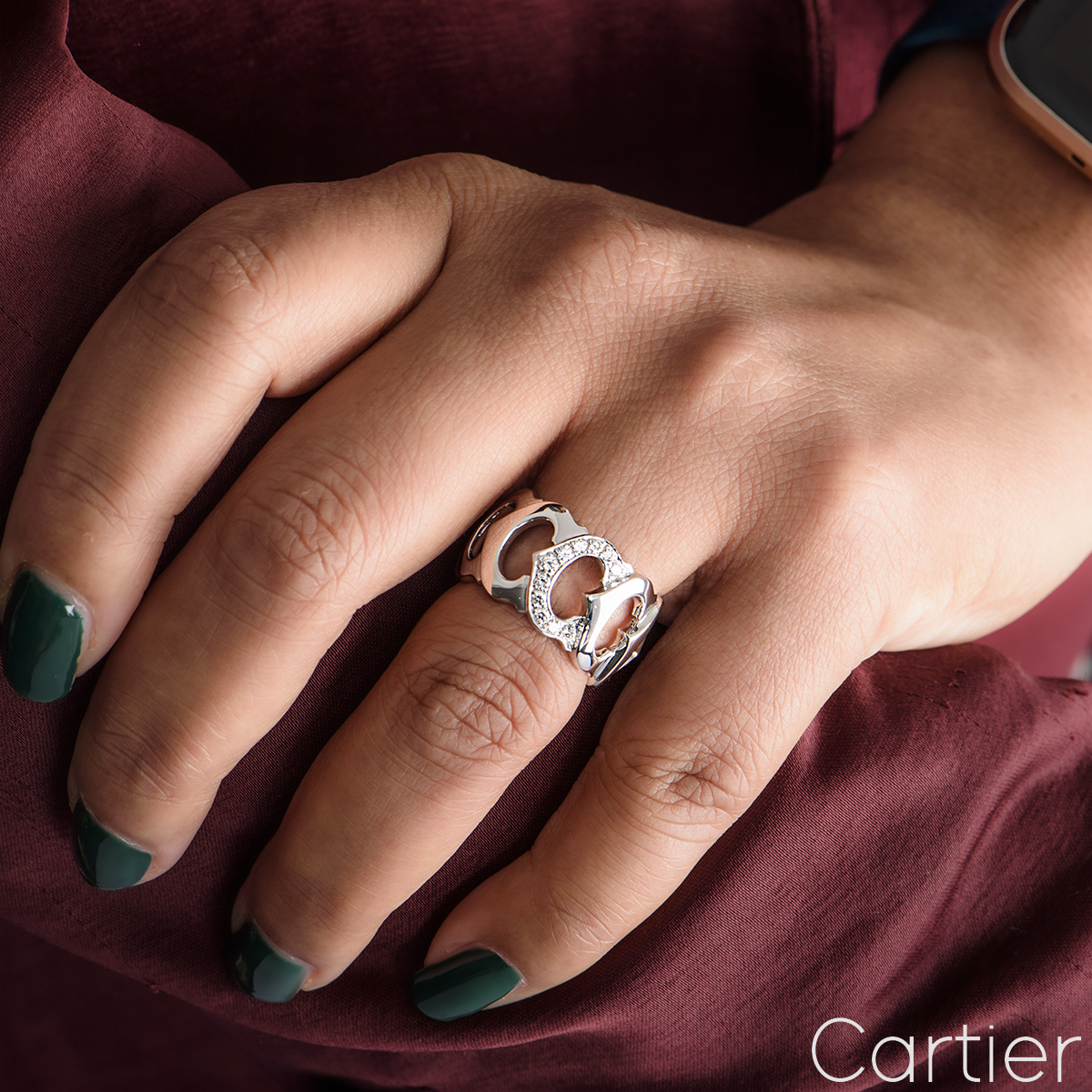 Cartier White Gold Diamond C De Cartier Ring